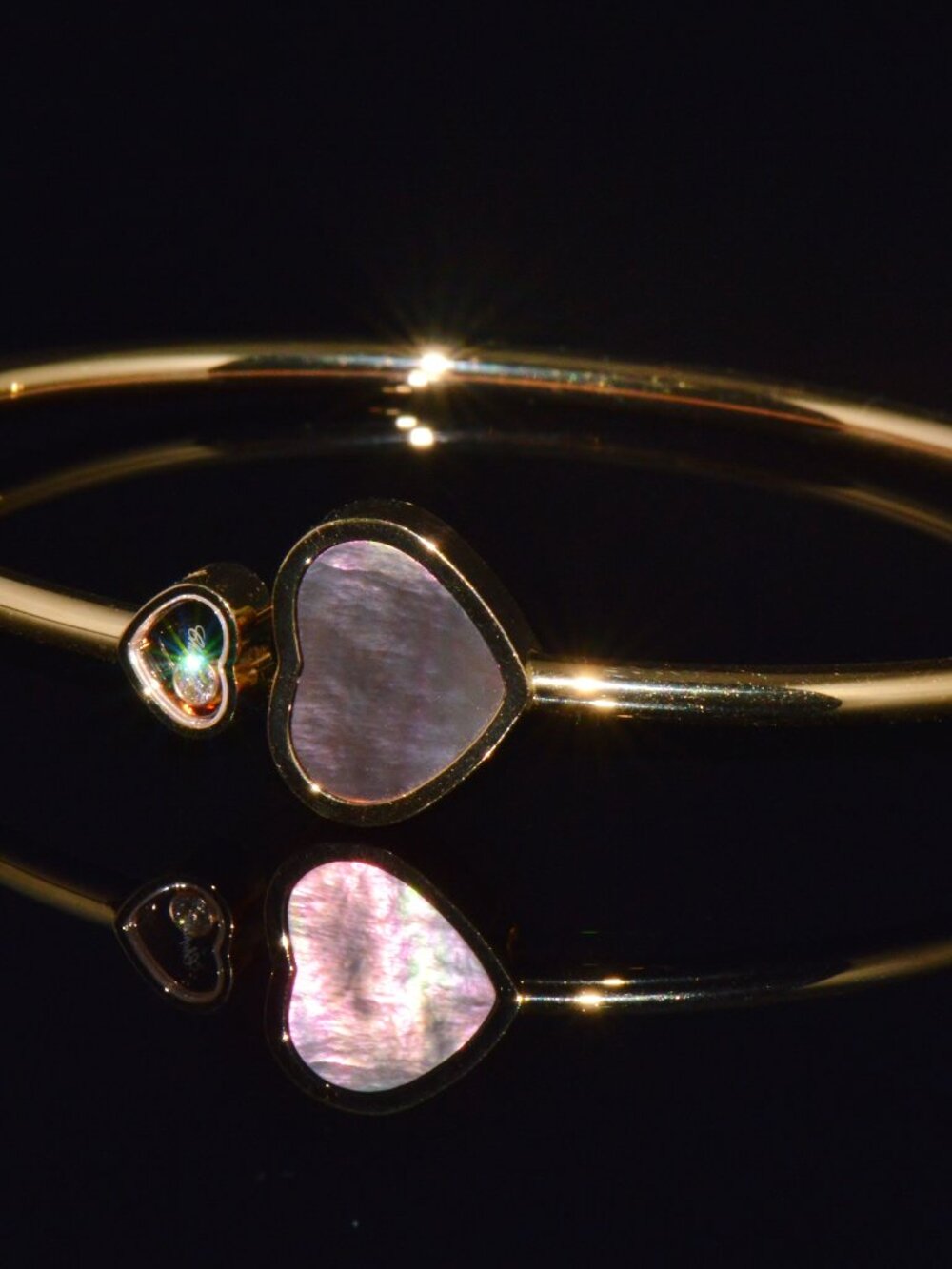 Chopard Happy Hearts Tahitian Mother-of-Pearl Diamond 18K Rose Gold Bangle - Picture 3 of 16